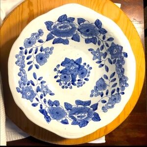 Vintage Canton Collection Blue & White Ceramic Bowl (W 12” x H 3.25”)
